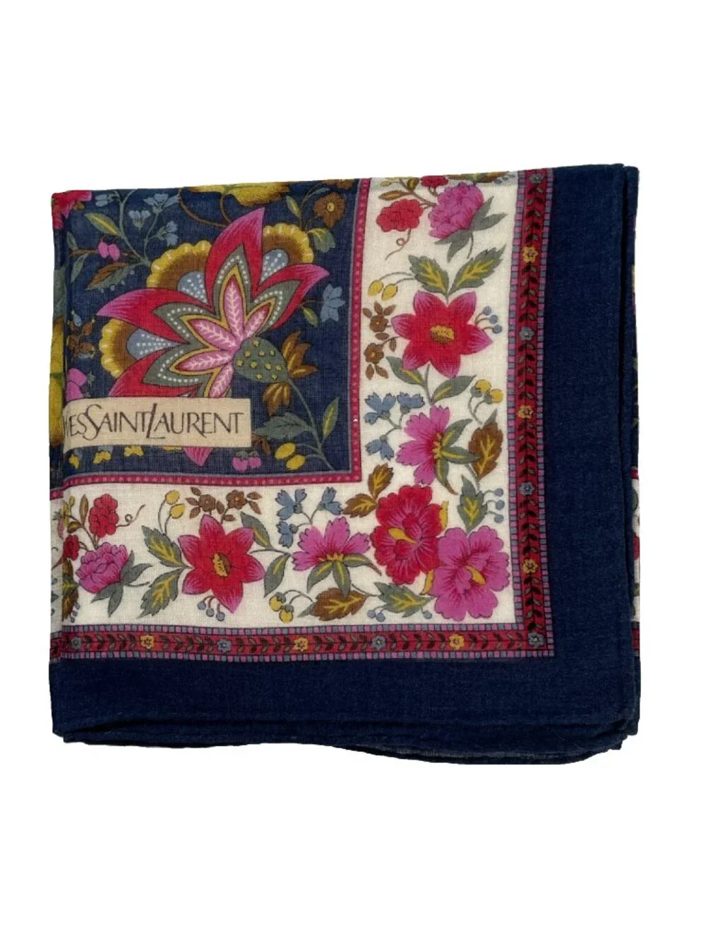 Vintage Yves Saint Laurent Floral Cotton Scarf